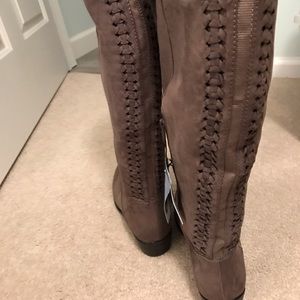 Faux suede knee high boots never worn size 9 1/2
